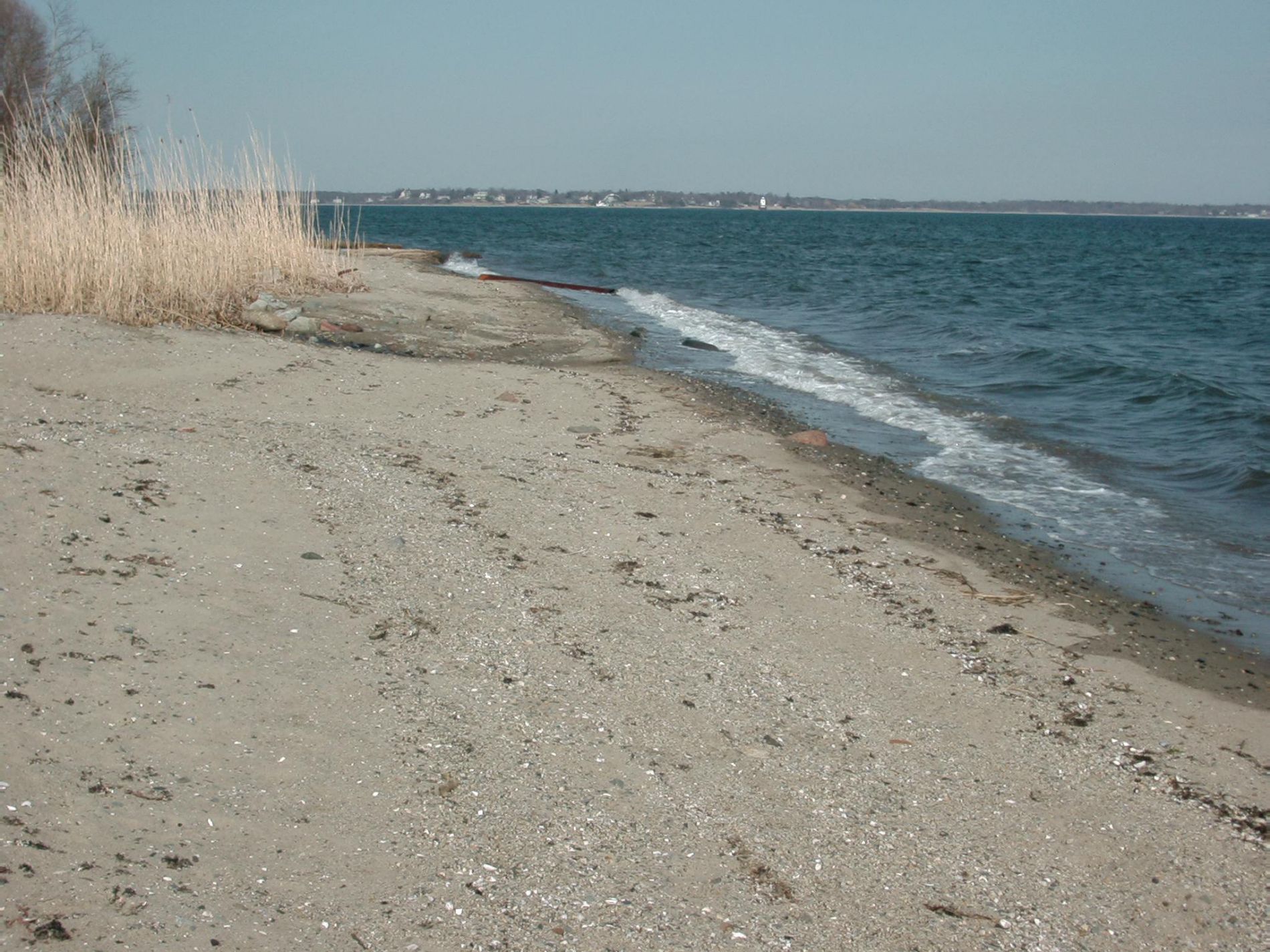 Beach looking North. Beach sand has been carried away by recent storms